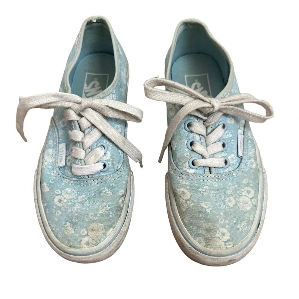 Vans blue floral platform sneakers